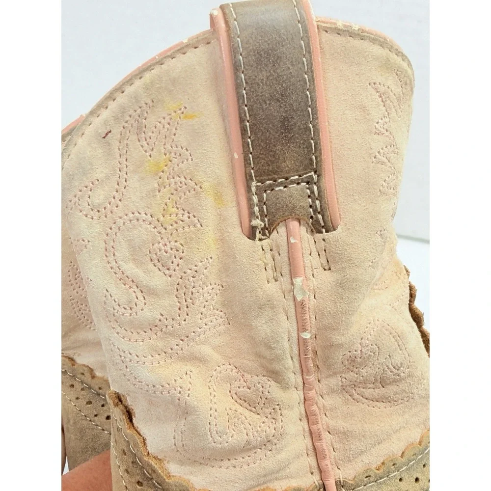 Ariat Fatbaby Cowgirl Boots Girls US 10 Pink Tan Suede Western Style 38290